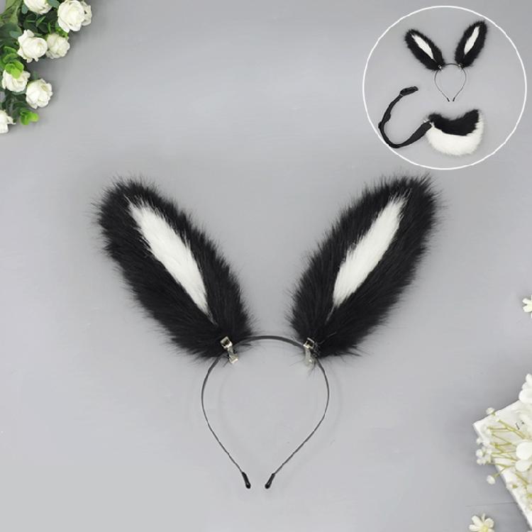 Bandeau Oreilles de Lapin Queue d'Animal Faite à la Main Headwear Oreilles de Lapin Longues Accessoires Cosplay Anime Queue de Lapin