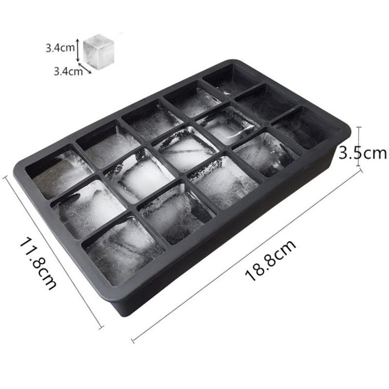Silicone Big Ice Cube Mold with Lid Easy Release 6/15 Grids Stackable Ice Tray for Cocktail  Home Bar Use