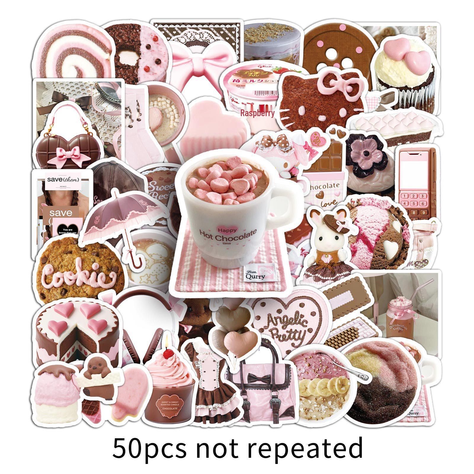 

50 Pink-Brown Creative Personalized Trendy Stickers for Scrapbook and Fridge DIY Decoration