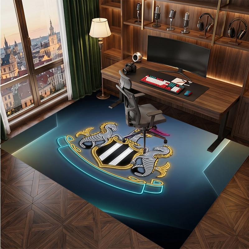 Tappeto in Velluto di Cristallo con Stampa di Calcio del Newcastle United, Comodo Assorbente d'Acqua Antiscivolo Tappeto per Pavimento Interno