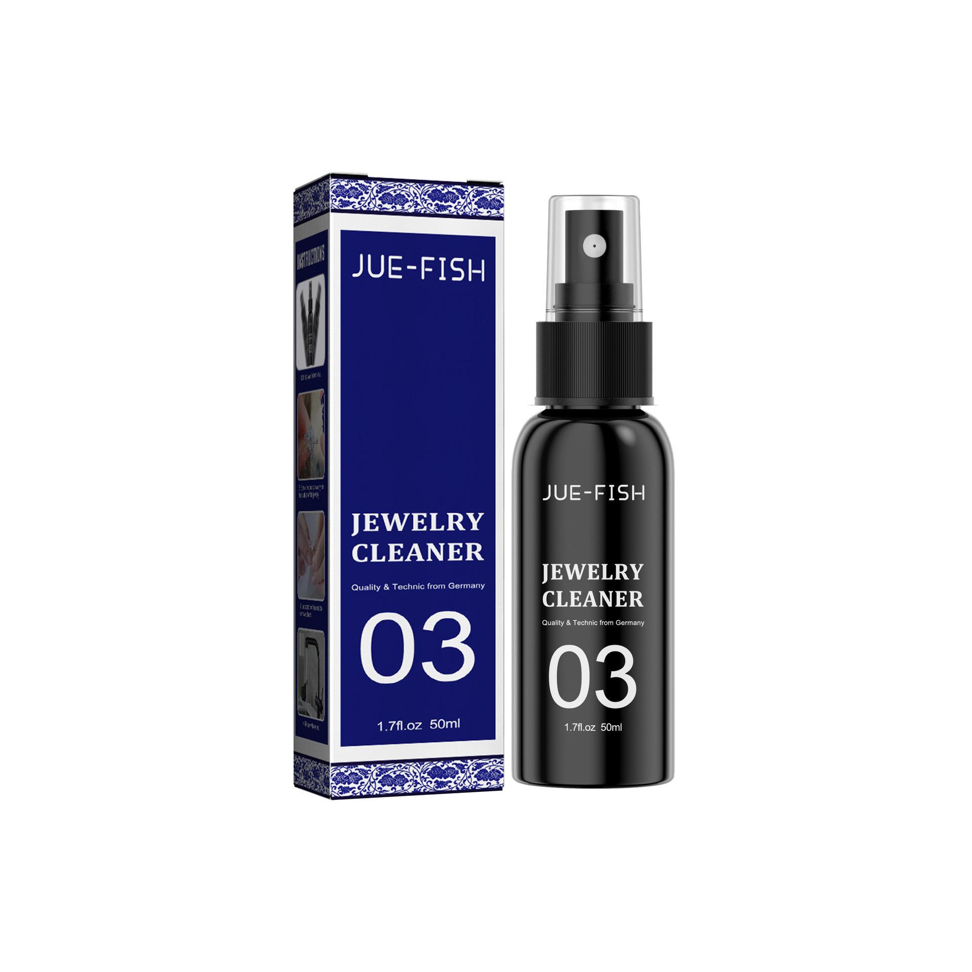 Professionelle Schmuckreinigungslösung für Gold, Silber, Diamantringe, Halsketten, Edelsteine, Politur, Glanz wiederherstellen 50ml boxed blue