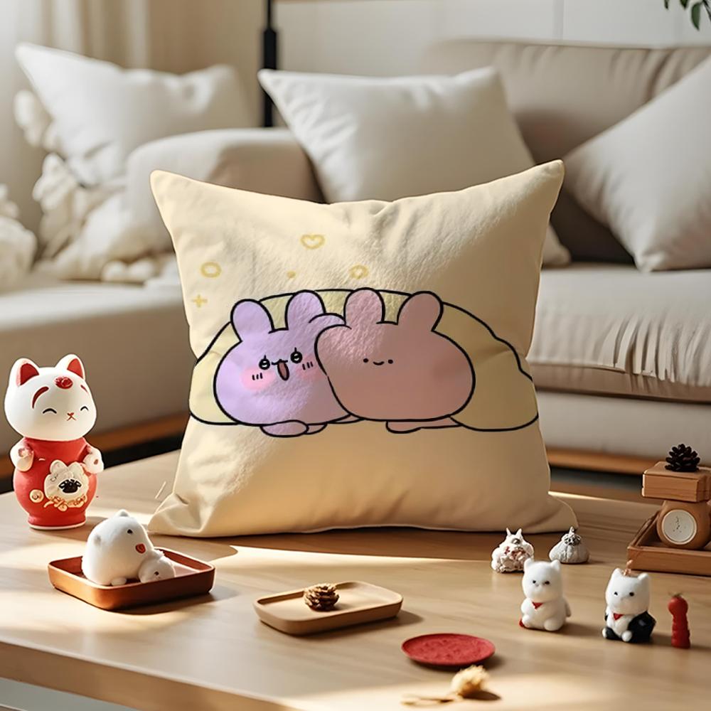 Asamimichaan Asleep Cute Asamimi Cushion Cover Silky Short Plush With Invisible Zipper Dustproof Sofa Pillow Case For Home Decor