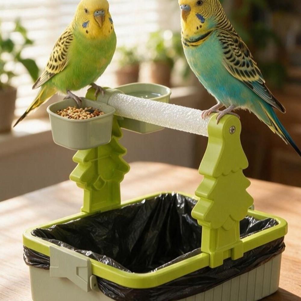 Interactive Parrot Potty Training Platform With Food Cup Parrot Perch Shelf  Pet Supplies