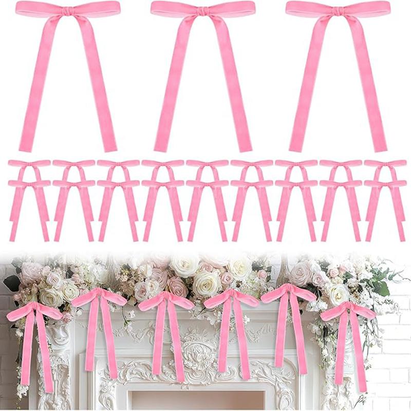 5/10Pcs 18cm Velvet Bow Christmas Tree Ornament Vintage Velvet Ribbon Bow for Home Party New Year Gift DIY Wreath Decoration