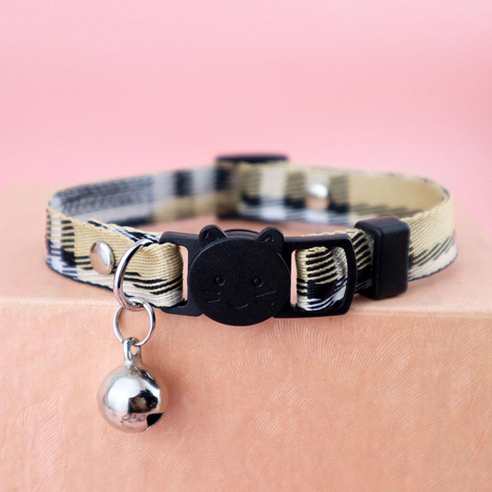English Style Plaid Cat Collar with Bell & Cat Face Buckle - Pet Supplies Adjustable Cat Neck Strap, Cute Kitty Collar for Cats