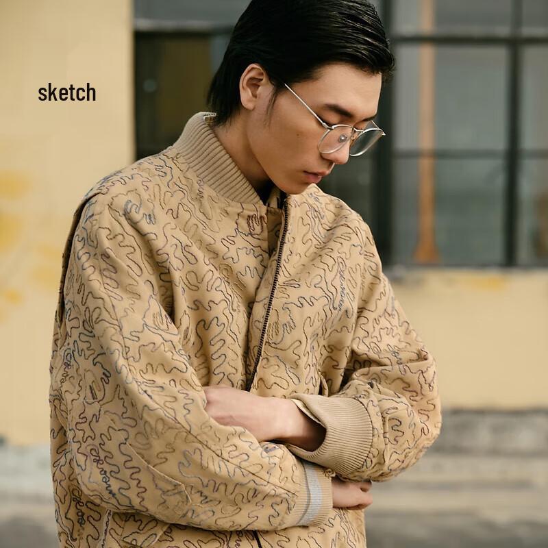 

CROQUIS Men s Color-Block Baseball Collar Jacket S