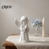 Handmade Craft Supplies 3D Printed Praying Angel Figurine, White Statue, DIY Paintable Minimalist Home Accents Cherub Sculpture, Christmas Tabletop