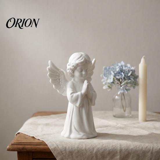 Handmade Craft Supplies 3D Printed Praying Angel Figurine, White Statue, DIY Paintable Minimalist Home Accents Cherub Sculpture, Christmas Tabletop