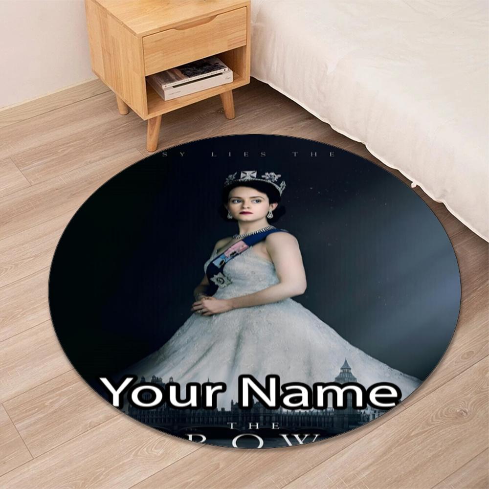 Custom Name The Crown Printed Round Rug Carpet Chair Rug Area Rug Entryway Doormats,for Office Chair Living Room Bedroom Kitchen Room.