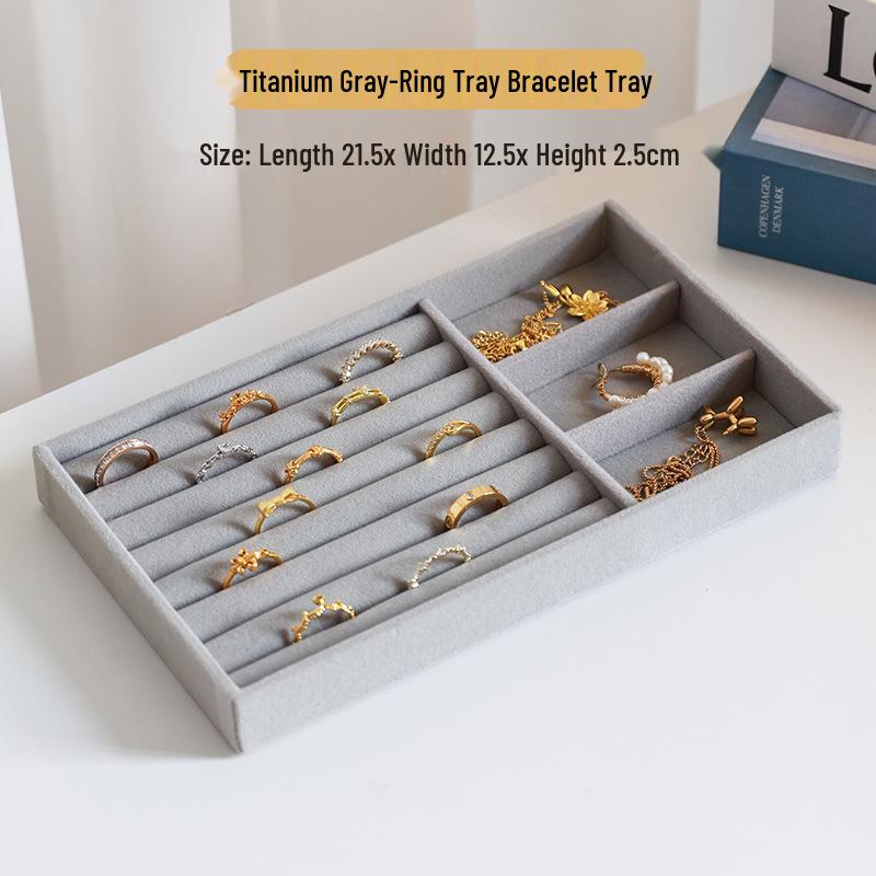 

Minimalist Velvet Jewelry Tray with Multi-Grids - Creative Stud Earrings & Necklace Display Drawer