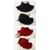 1PC Fashionable Black and White Knitted False Neck Scarf - Soft, Thick, and Warm, with Elegant Ruffle Edge Design for Women
