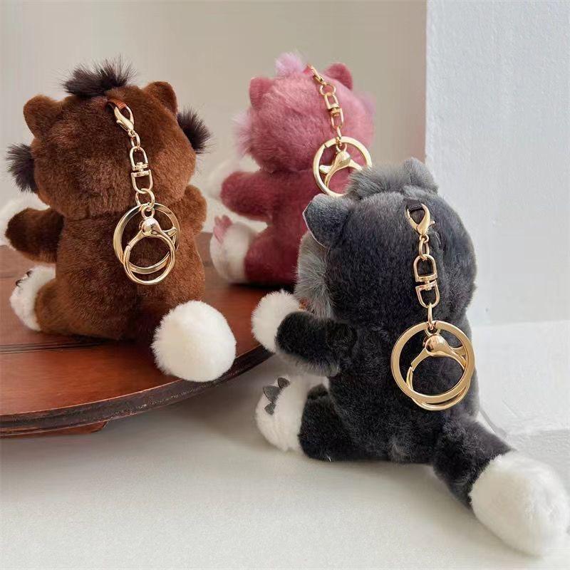 Non-Toxic Funny Lucifer Cat Keychain Plush Pendant Creative Cross-Eyed Kitten Bag Pendant Doll Small Doll 12Cm