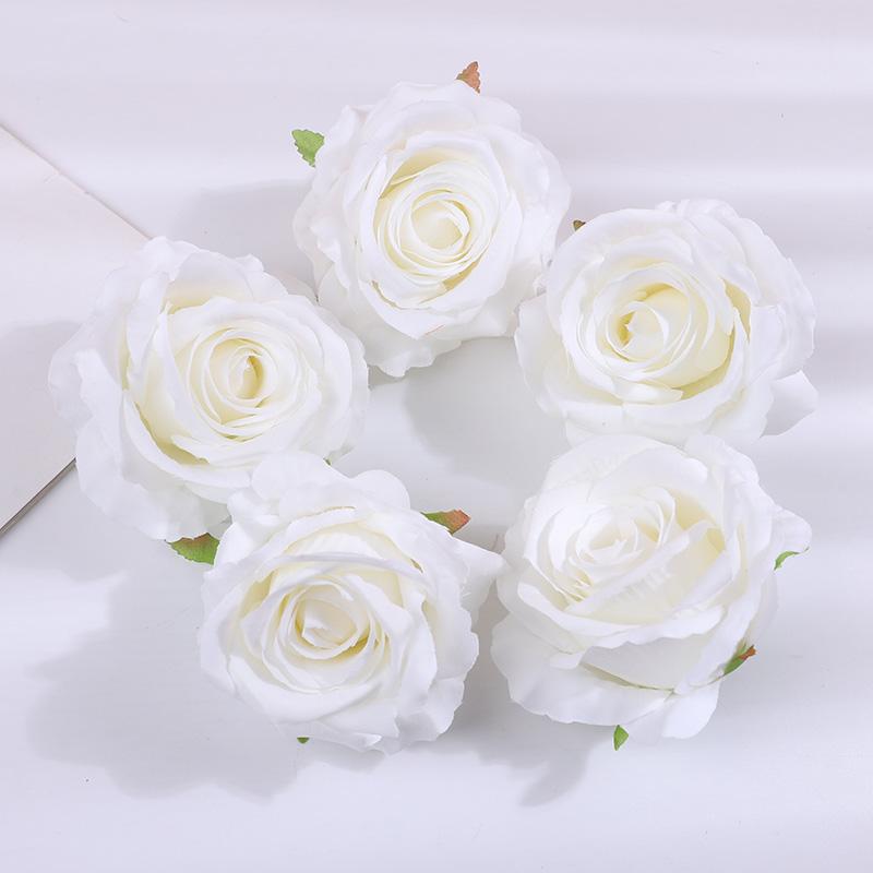 5Pcs 10cm Silk Rose Heads Artificial Flowers For Wedding Birthday Party Decoration DIY Scrapbook Christmas Home Garden Decor