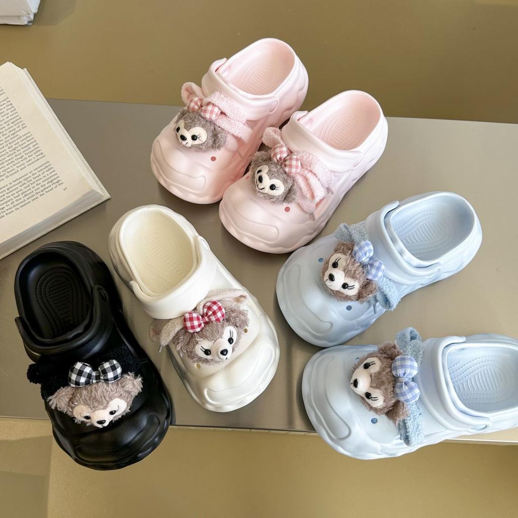 Non-slip and heightening bag head slippers for girls with thick hearts and cute hole shoes for women's 2025 summer and autumn new models
