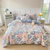 Floral Plants Duvet Cover Set 100% Cotton 3Pcs Blue Quilt Cover with 2 Pillowcases Skin-friendly Soft Bedding Set for All Season