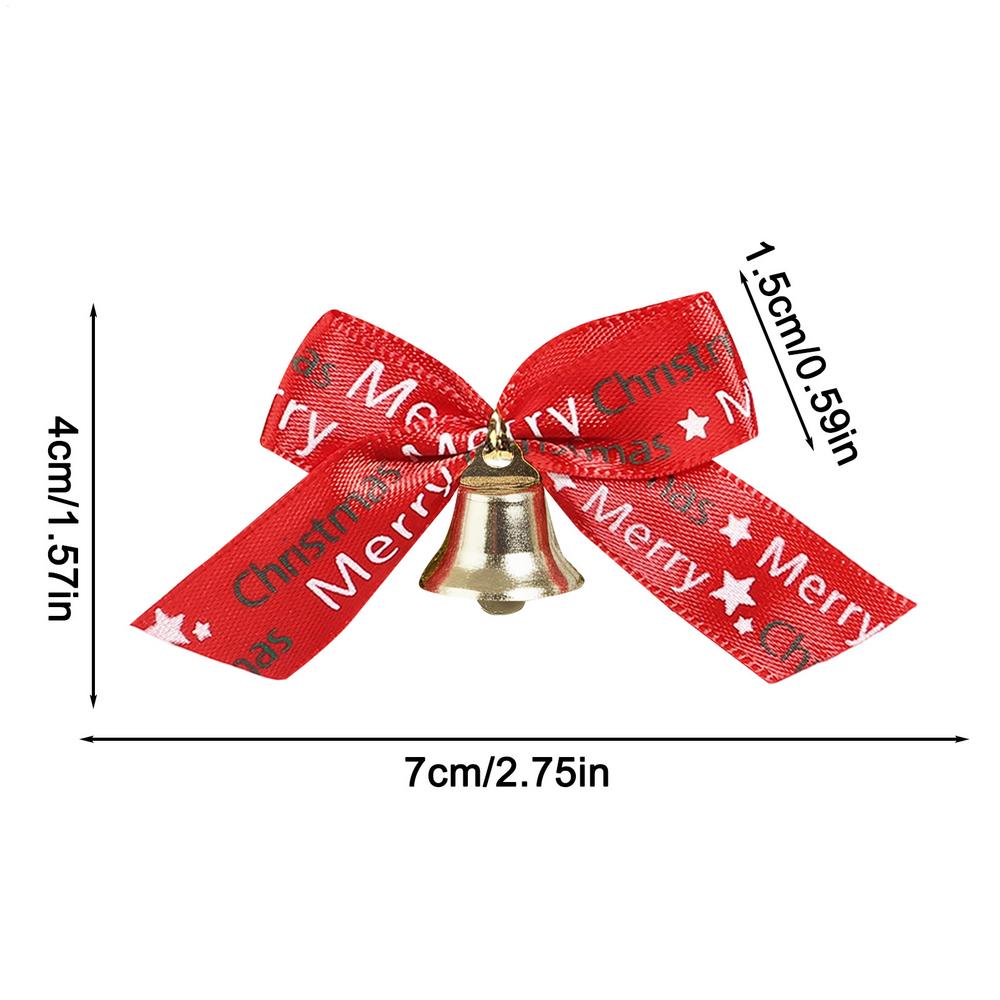 Christmas Tree Bow Pendants 10 Pieces Red Decorations With Bell Christmas Bows Ornament For Holiday New Year Halloween Birthday