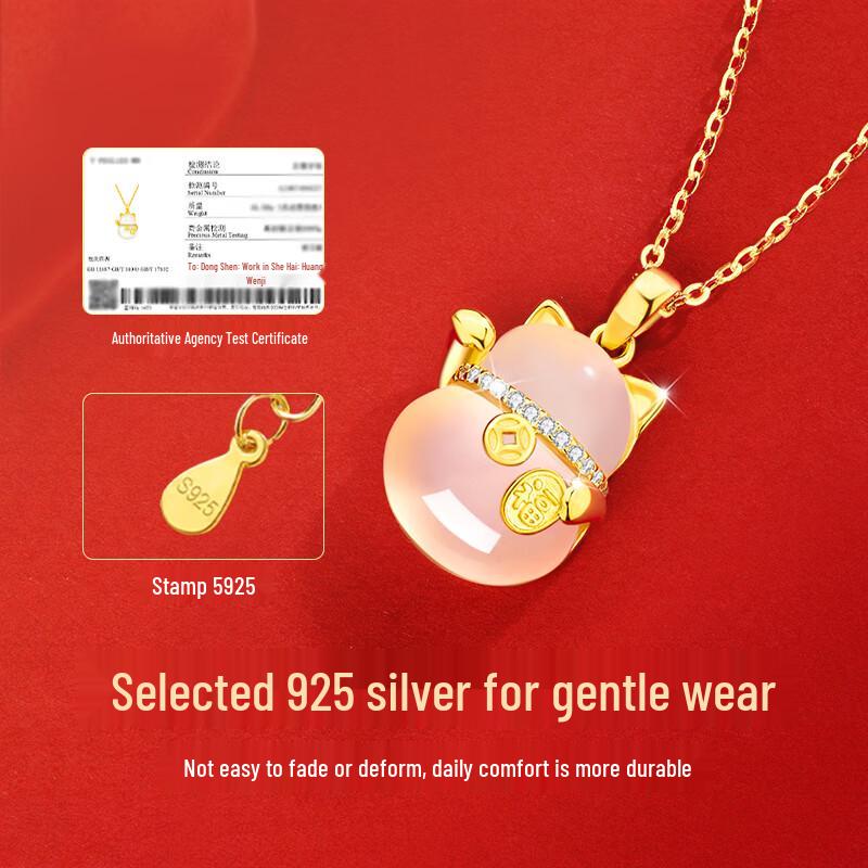 Lucky Cat Charm Necklace for Women