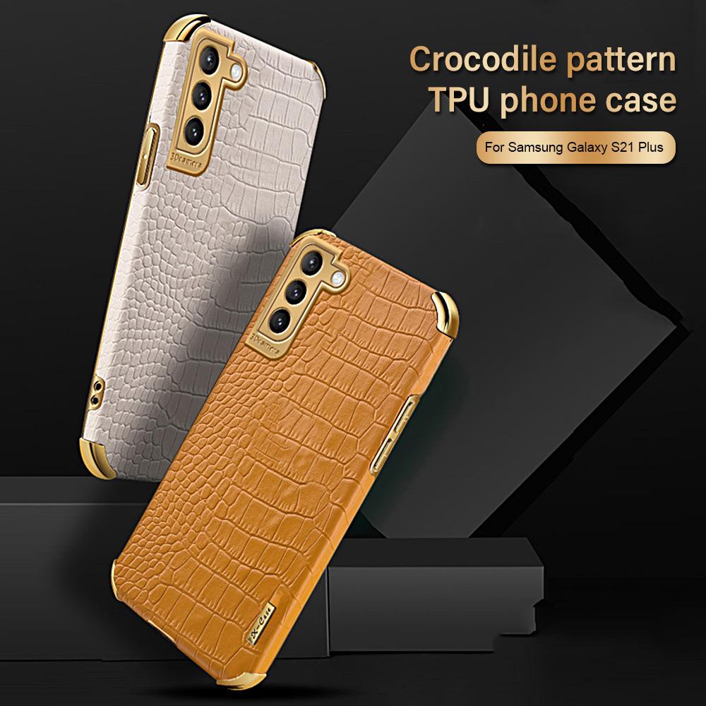 Crocodile Leather Cover For Samsung Galaxy S23 Ultra S21 Ultra S22 Ultra S24 Ultra S24 Plus S21 FE S24Ultra Case Silicone Coque