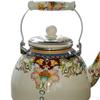 Emaille Teekessel 4L Teekanne Komfortabler Griff Auslaufsicher mit Deckel Robuster Blumentopf Wasser