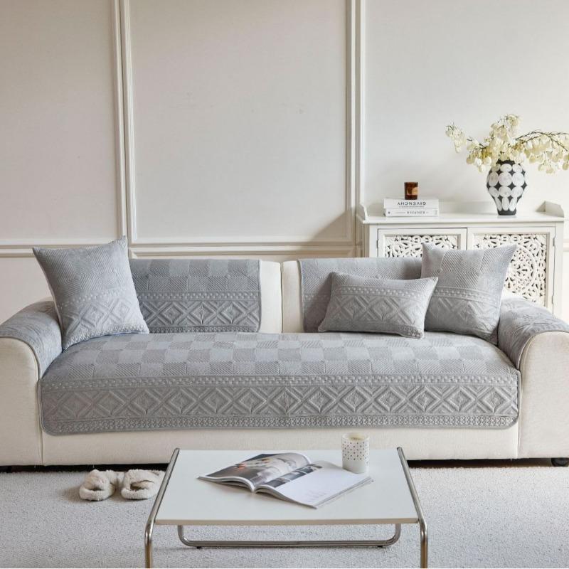 New Sofa Cushion with Crystal Velvet and Skin Friendly Cushion Fixed Anti Slip Comfortable and Wear-resistant Sofa Cover Cloth