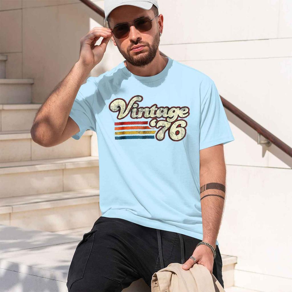 Vintage 1976 Birtay Tshirt Retro Casual Unisexs Clothing Vintage Clothes Camiseta Streetwear Ropa Hombre 2026 New Model Shortslee
