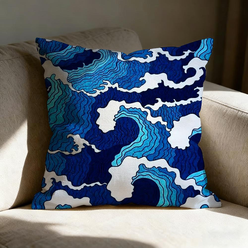 Decorative Blue Geometry Pillow Case pillowcase, double-sided printed, sofa cushion, bedroom headboard pillow