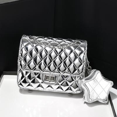 Nouveau Sac Chaîne Étoile Cool Style Petite Fragrance Argenté pour Femme Sac à Bandoulière Croisé Diamant Tendance et Polyvalent