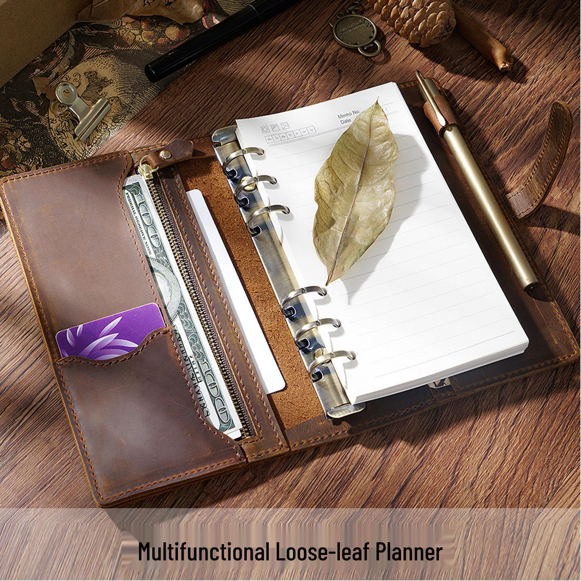 A5/A6 Vintage Cowhide Zippered Planner and Notebook Binder