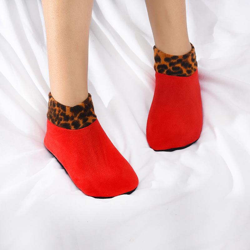 Damen Plus Samt Verdickte Rutschfeste Haussocken – Warme Halblange Überschuhe für Herbst & Winter.