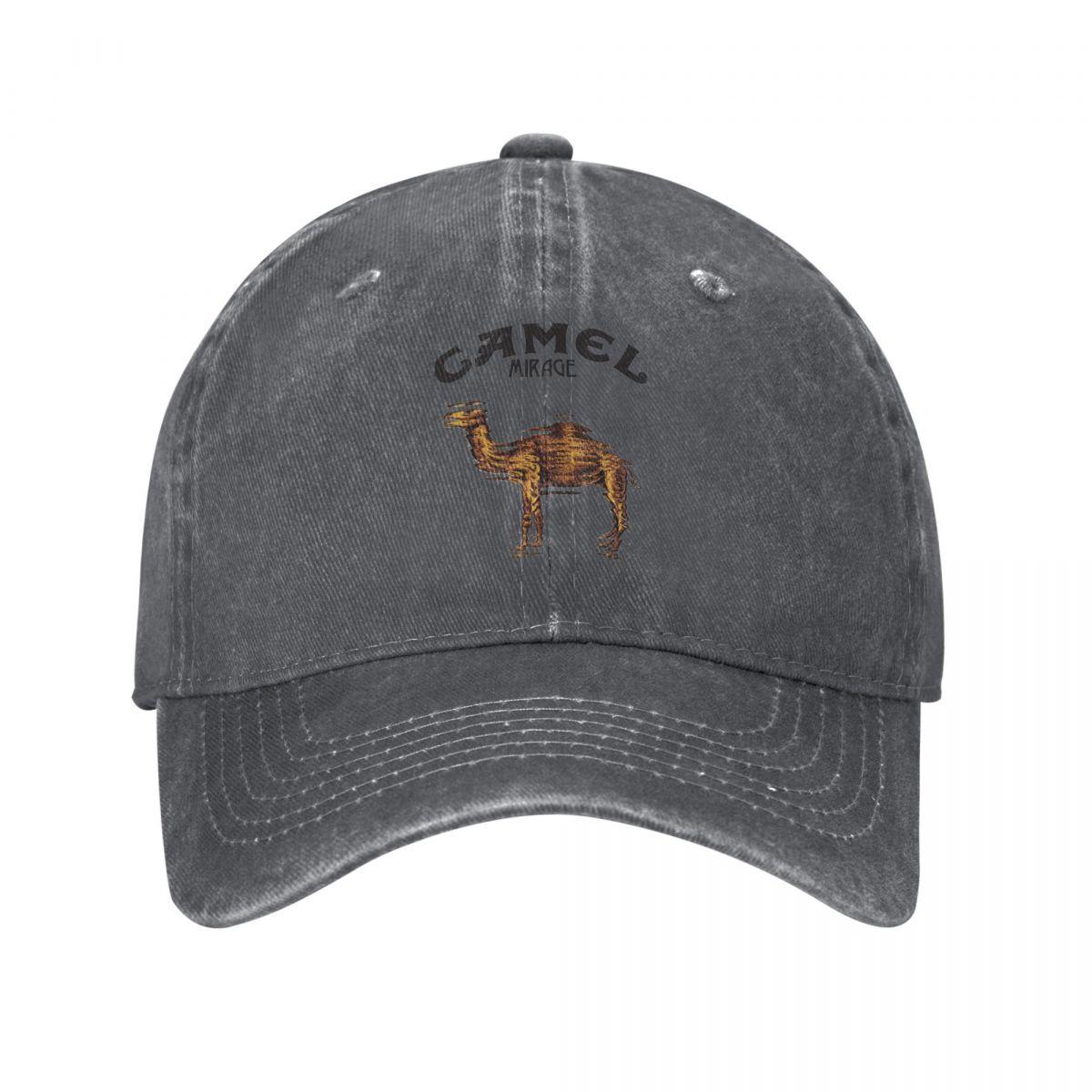 Kamel Accessoires Herren Damen Trucker Cap Tier Distressed Gewaschene Kappen Mütze Vintage Outdoor Laufen Golf Verstellbare Passform Kopfbedeckung One Size dunkelgraue