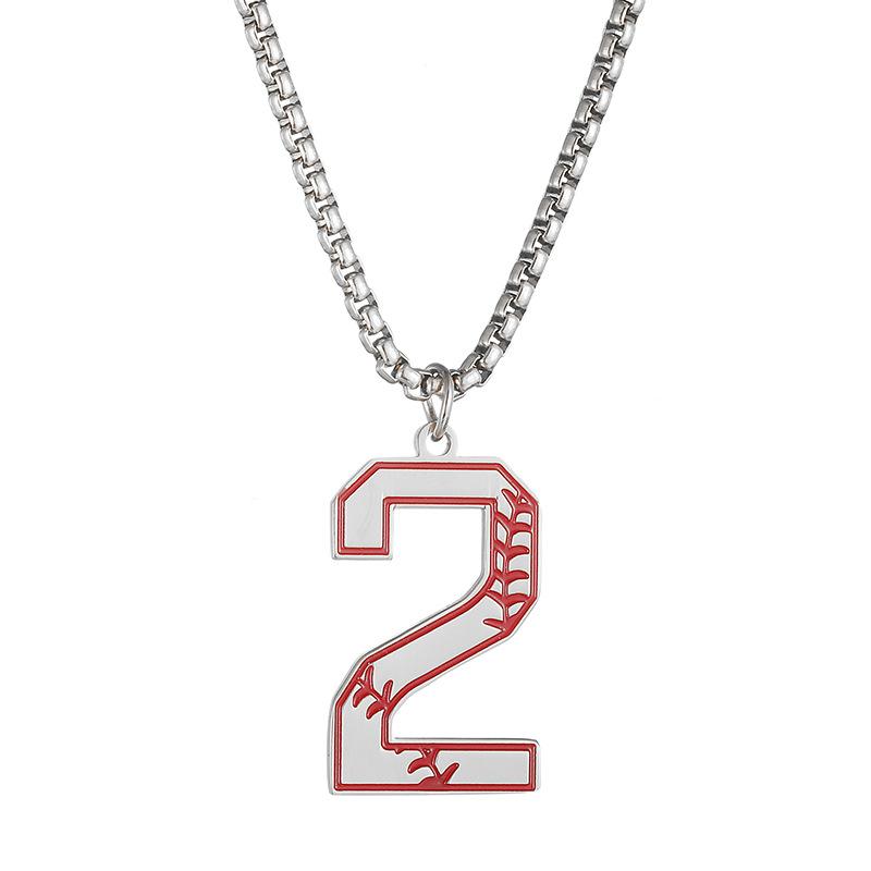 INS trendy stainless steel European and American fashion outdoor digital baseball necklace men's accessories titanium steel pendant