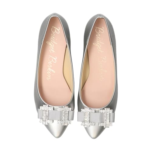 Bridget Birkin Damen Ballerina Regenschuhe mit Strassschleife (554022), Silber, Größe 24,5 cm