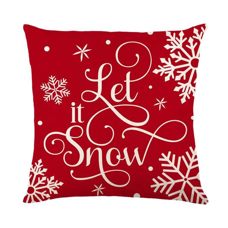 New Christmas Text Pillow Cover Snowflake Slogan Living Room Seat Decoration Cushion Cover Bedside Pillow