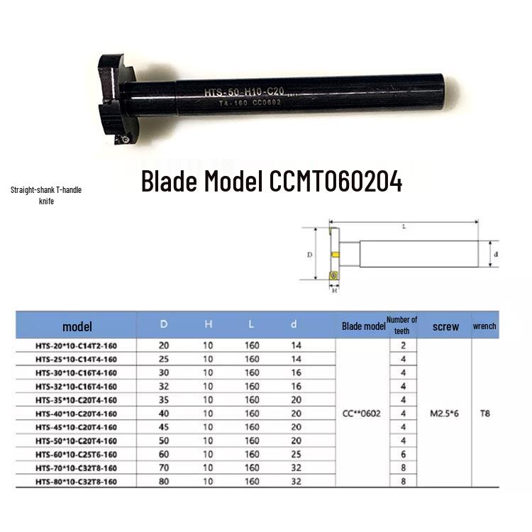 CNC T-Slot Milling Cutter, 10mm Shank, Three-Sided Cutting, 45mm Disc Width, HTS-45-H10 CC0602
