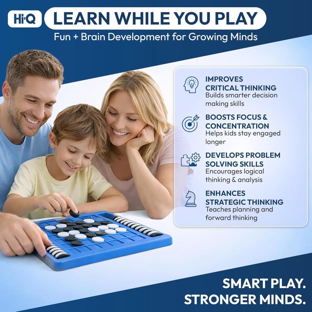 Reversi Board Game for Kids & Adults 14x10x2 Inches – Othello Classic Board Game - with 64 Reversible Discs & Built-in Storage – Strategy Board Game