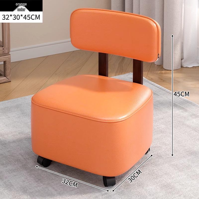 Rolling Home Stool with Backrest: Silent, Rotating, Mobile, Ideal for Shoe Changing and Sofas.