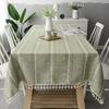 Battilo Linen Tablecloth Rectangular Tables Cloth With Tassel Waterproof Coffee Desks Cover for Dining Table Wedding Decor