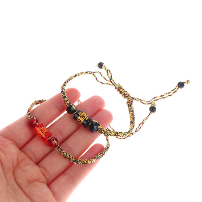 Handcrafted Ethnic Style Bracelet Colorful String Woven Bracelet Six-Syllable True Word Buckle Bead Finished Jewelry Gift