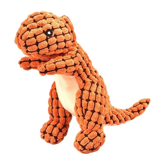 Plush Dinosaur Dog Chew Toy Squeaky Stuffed Tyrannosaurus Rex Boredom Reduction Dog оранжевый