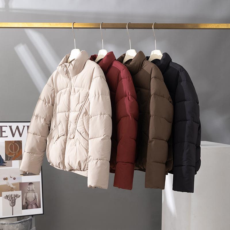 Fashion Short Small Cotton-Padded Jacket Thickened Stand-Up Collar Loose Fashion Simple Bread Jacket