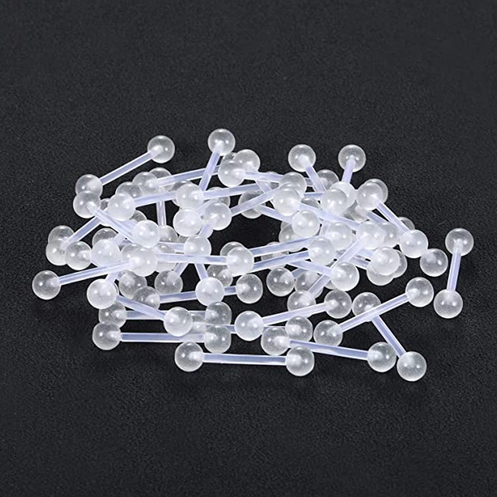 10PCS Random Colors Bioflex Nipple Barbell 16mm Acrylic Ball Tongue Rings Nipple Ring Retainer 14G Flexible Tongue Piercing Bar