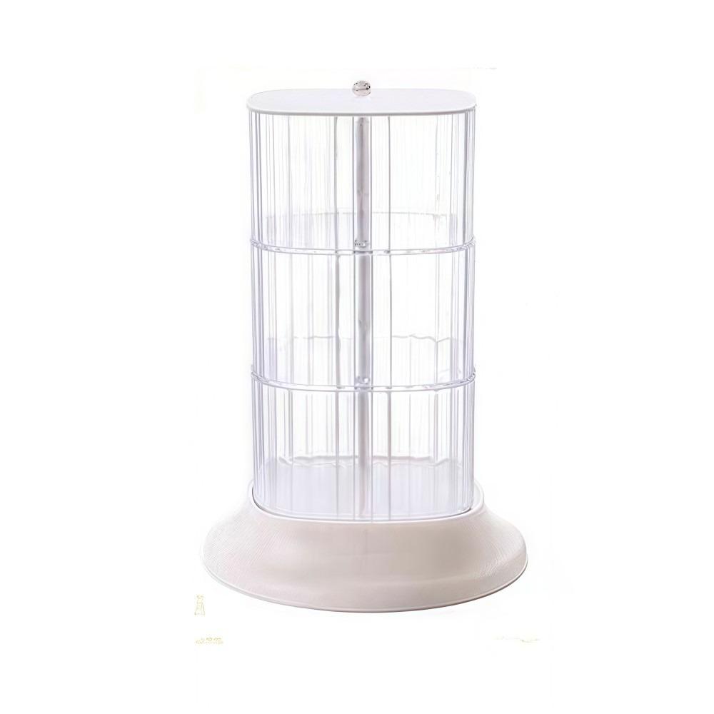4-Layer Hair Accessory Organizer Transparent Dust-proof Powder Puff Box Rotating Cosmetic Storage Rack Girls' Jewelry Storage