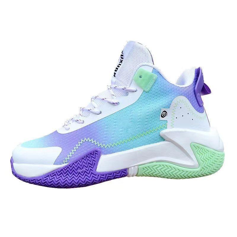 Basketball Shoes Spring and Autumn Color Matching High-top Fly-woven Mesh Youth Sports Shoes Thick-soled Rebound Men's Shoes