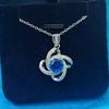 Maldives four-leaf clover sapphire necklace open ring necklace pendant jewelry set