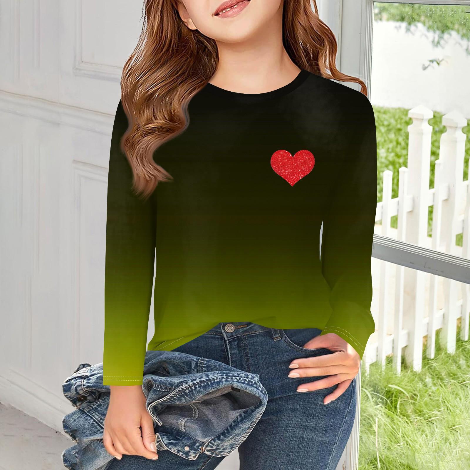 

Футболки с длинным рукавом для девочек, детские осенние топы с круглым вырезом и градиентом, базовые футболки для детей 5–14 лет 160 жёлтый