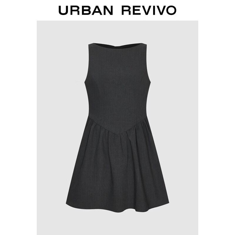 UR Women s Pleated Boat Neck A-Line Dress L