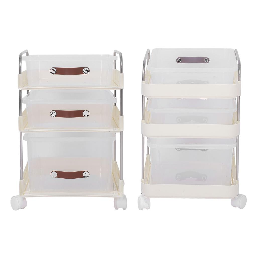 Rolling Utility Cart with Drawers PP Clear Mobile Utility Storage Cart with Lockable Wheels for