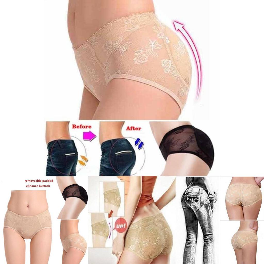 Breathable Padded Butt Lifting Panties Lace Seamless Hip Enhancer For Women