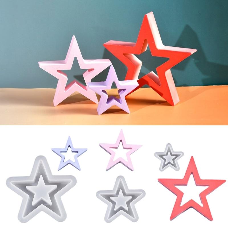Pack of 3 Creative Hollow Star Silicone Molds Crafting Moulds Silicone Ornament Molds Star Statue Molds Silicone Texture