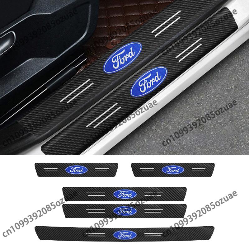 1/4Pc Carbon Fiber Car Door Sill Protector Threshold Stickers For Ford Mondeo Focus 2 3 4 Mustang Fiesta Ecosport Kuga Accessory